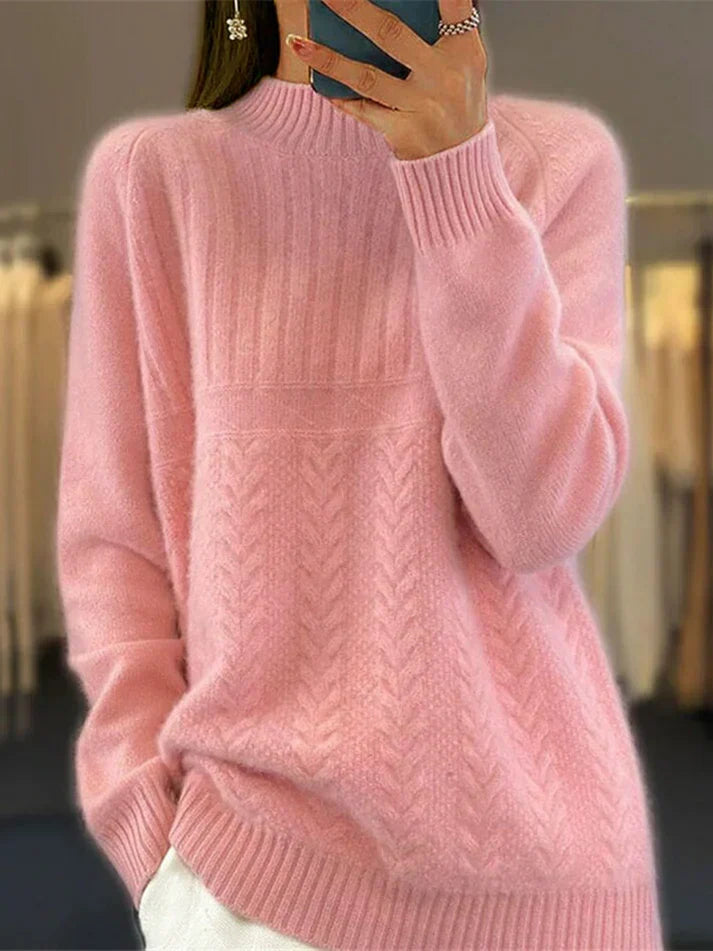 Chic women's high neck ribbed sweater. A cozy, long-sleeve top perfect for stylish fall and winter casual wear.