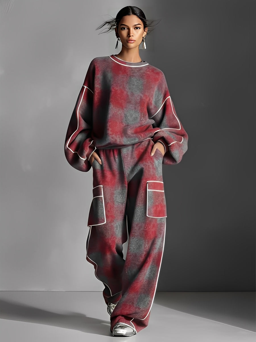 Fashionable women's graphic print two-piece set. Ultimate comfort for casual outfits, lounge, or streetwear.