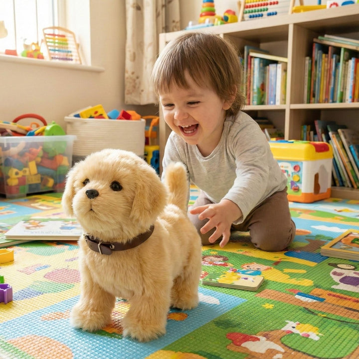 Electronic pet robot puppy with realistic movements, an engaging interactive toy for young children.