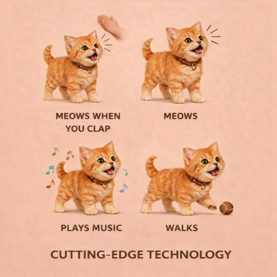 Interactive cuddly cat toy promoting emotional development & imaginative play with realistic movements.