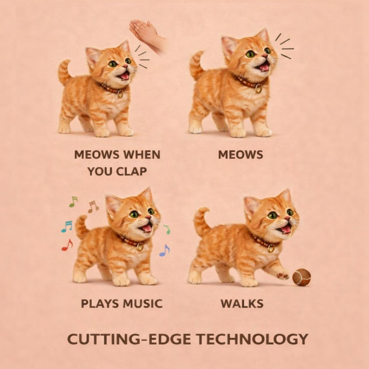 Interactive cuddly cat toy promoting emotional development & imaginative play with realistic movements.