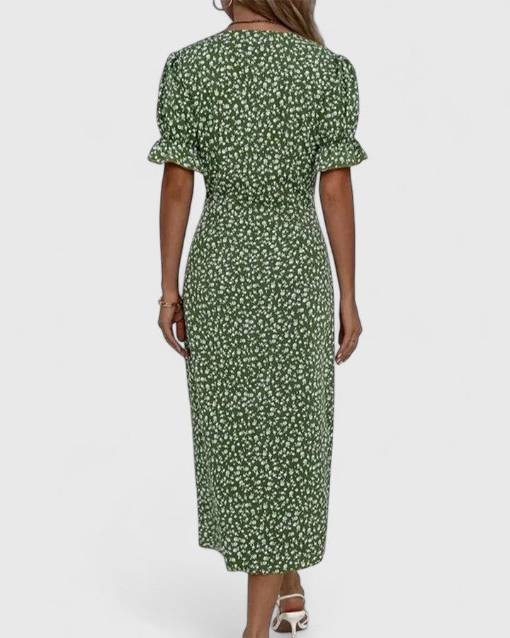 Flattering women's midi dress, transitions effortlessly from day to night, perfect for summer fashion.