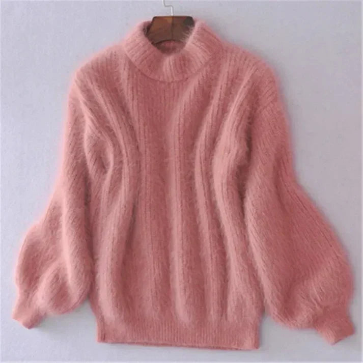 Cozy women's long sleeve pullover sweater, a comfortable and versatile piece for everyday wear.