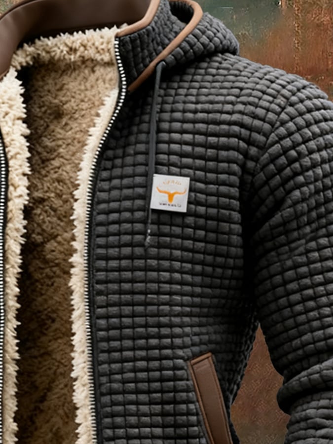 Comfortable men's warm quilted jacket, windproof everyday outerwear for cold winter and transitional seasons.