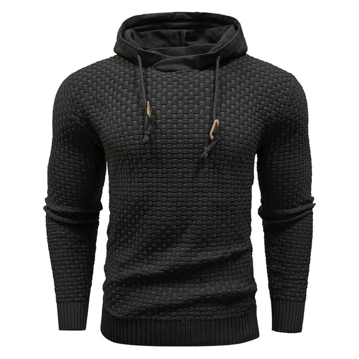 Everyday men's waffle hoodie, a comfortable and versatile top for daily errands & relaxation.