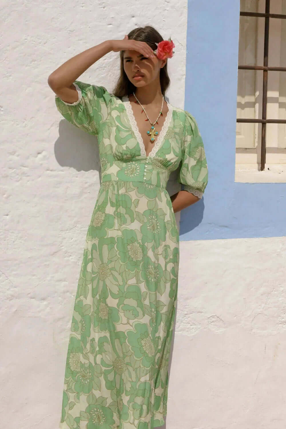 Summer V-Neck Midi Dress