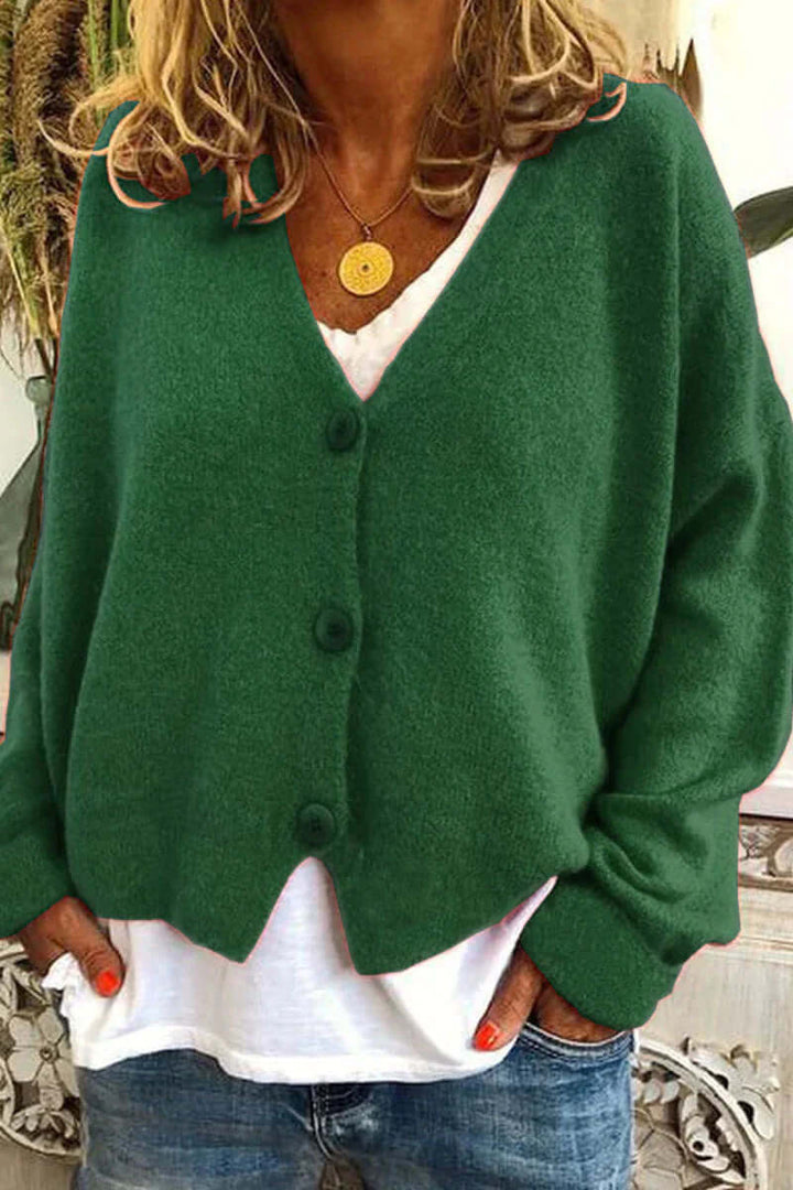 Knitted Patchwork V-Neck Women's Cardigan