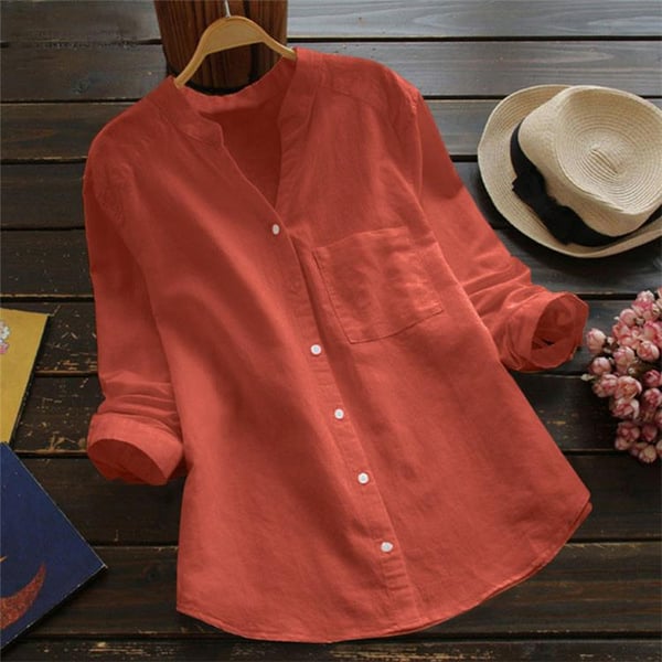 Comfortable, easy care ladies' summer blouse. Breathable loose fit top for everyday style.