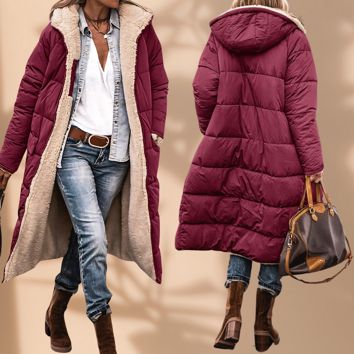 Women's windproof & waterproof winter jacket, perfect for cold weather protection & warmth.