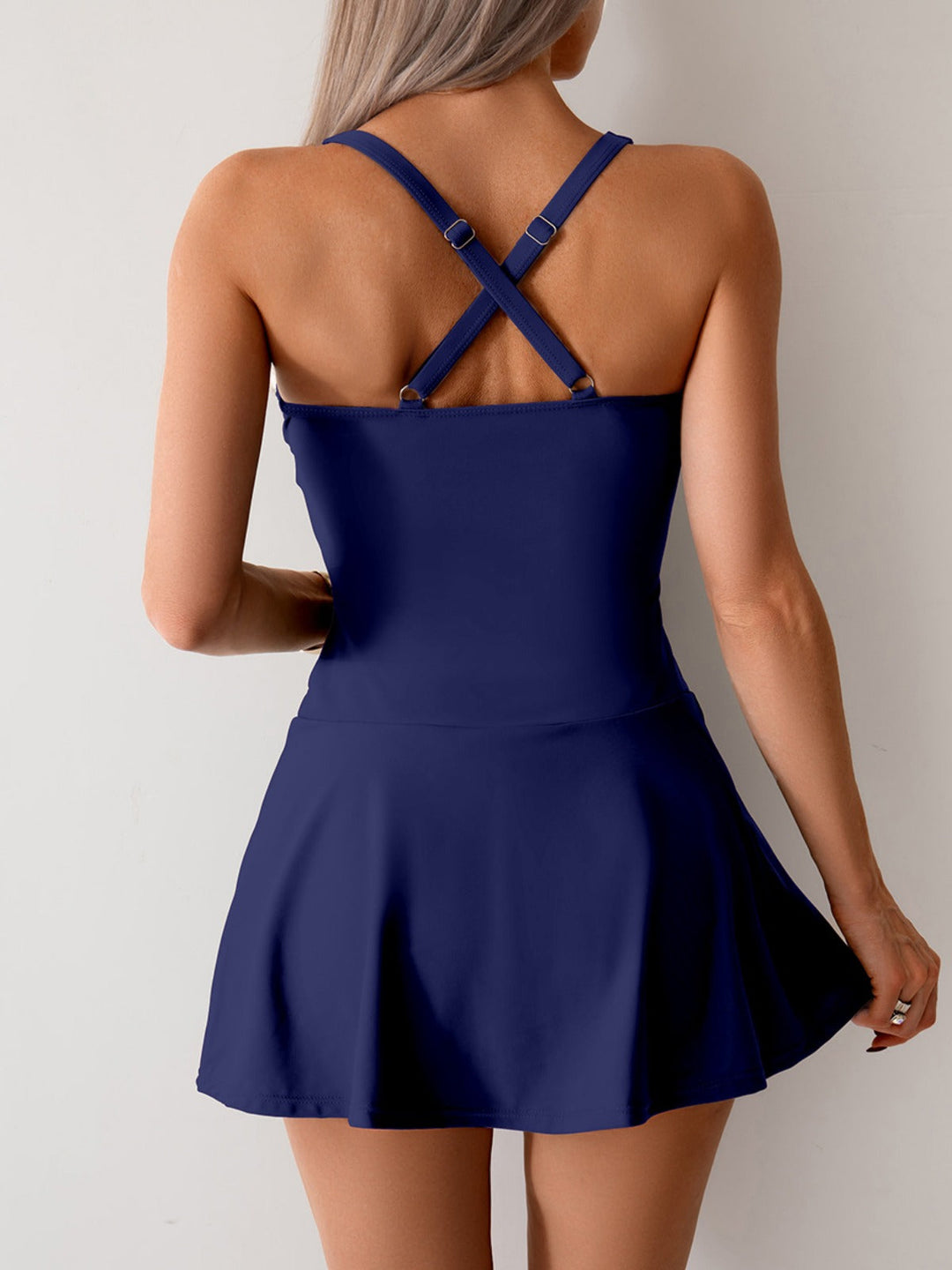 Vacation-ready women's beachwear: durable split skirt swimsuit for summer confidence.