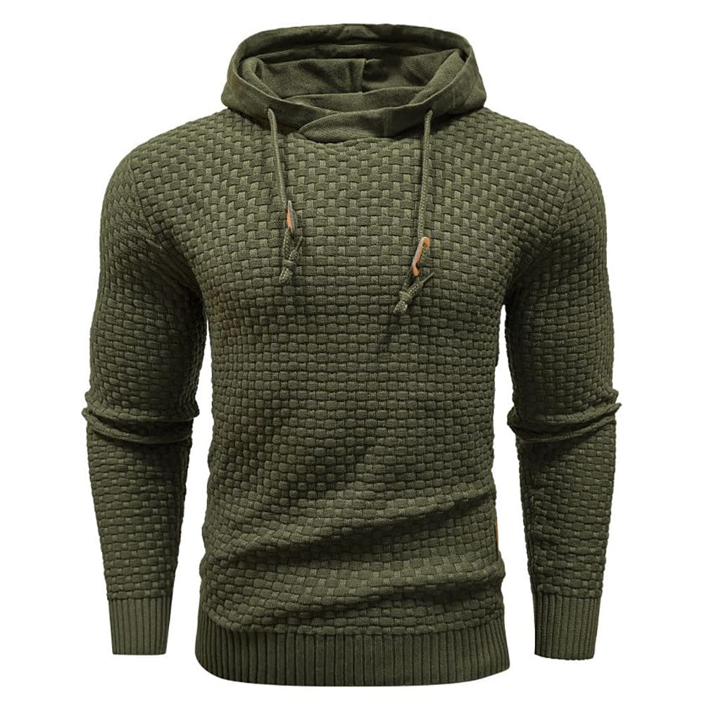 Men's waffle hoodie with front kangaroo pocket, practical & warm for everyday use.