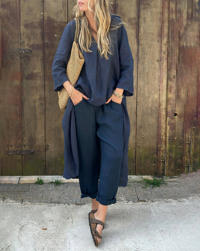 Women's stylish two-piece set, perfect for spring fashion & summer comfort. Breathable matching casual outfit.