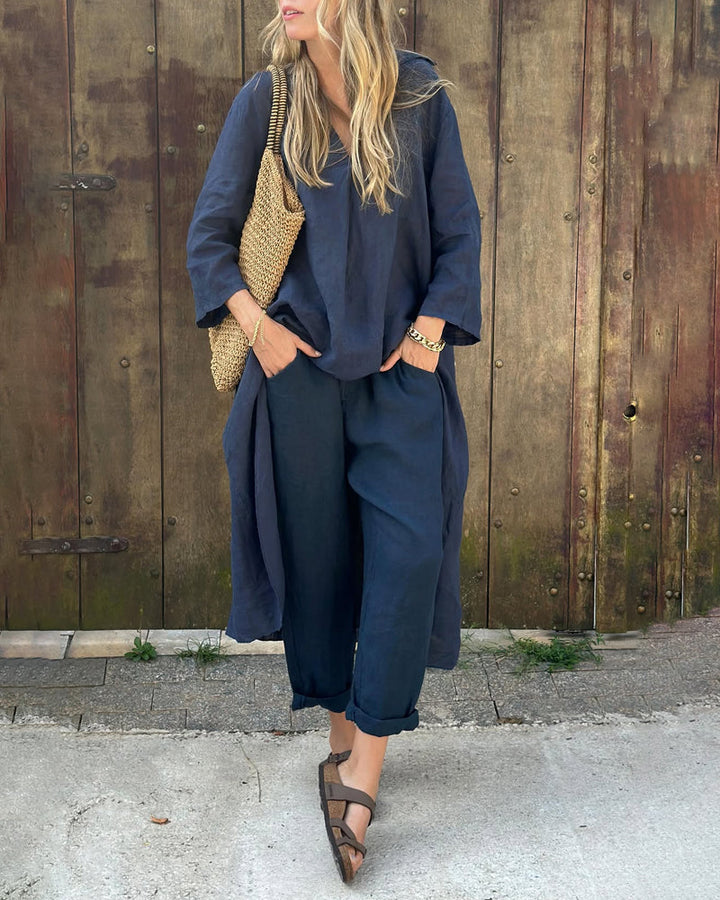 Women's stylish two-piece set, perfect for spring fashion & summer comfort. Breathable matching casual outfit.