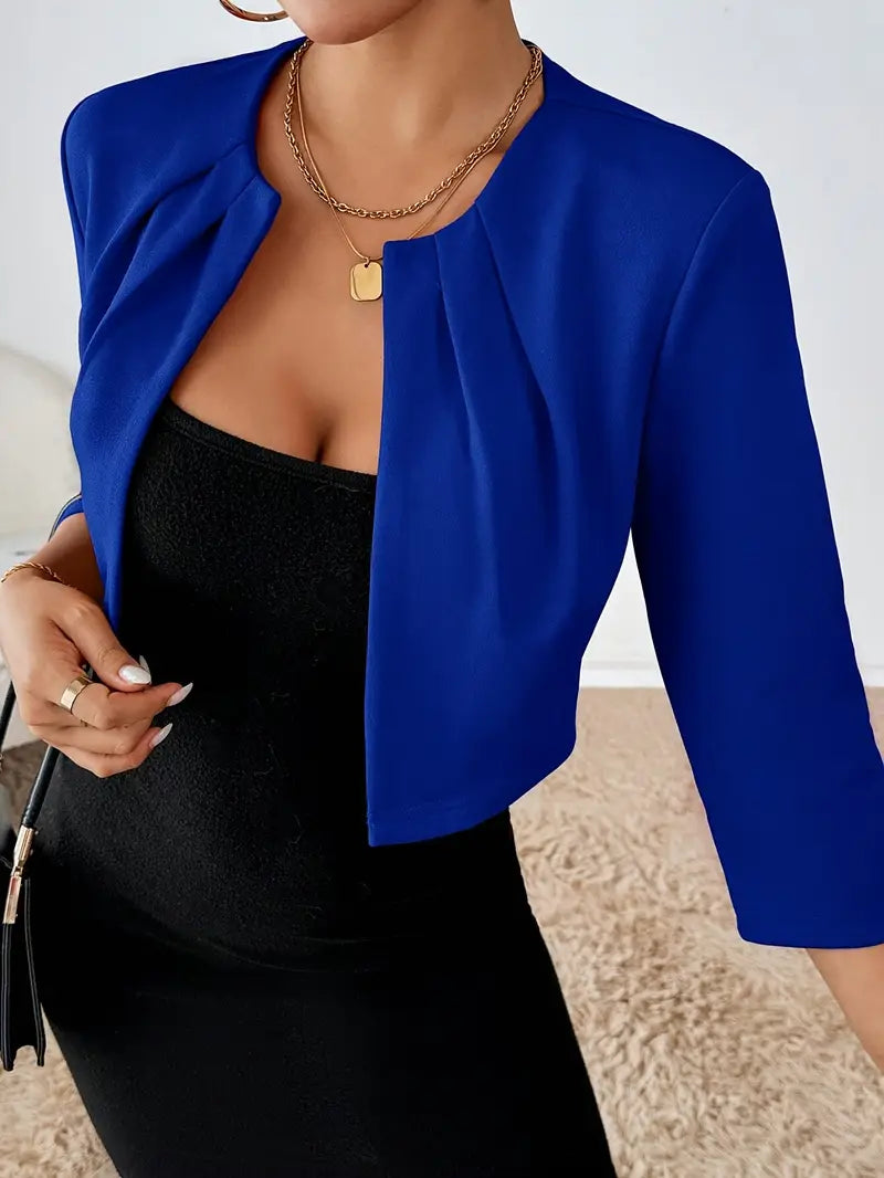 Everyday elegant short white blazer jacket for women, a versatile and fashionable top.