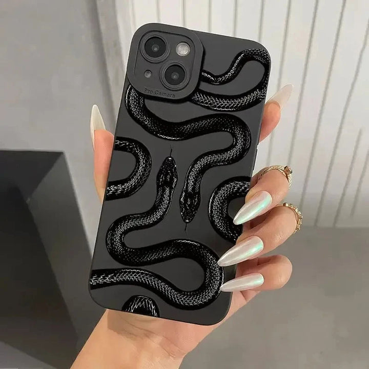 Designer snake pattern phone cover, offering a slim, durable, and shock-absorbing layer for your device.