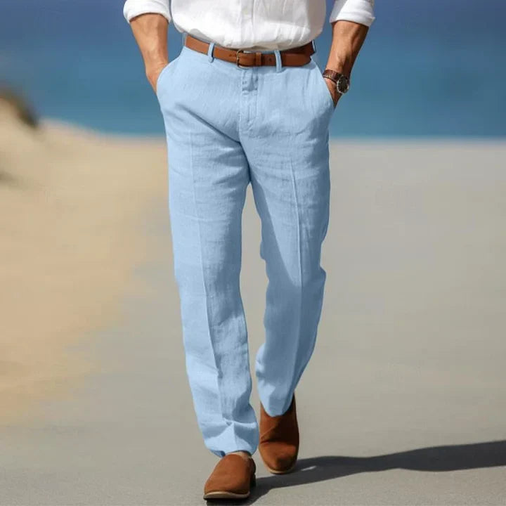 Slim fit men's casual pants, expertly tailored for a sharp, comfortable men's fashion statement.