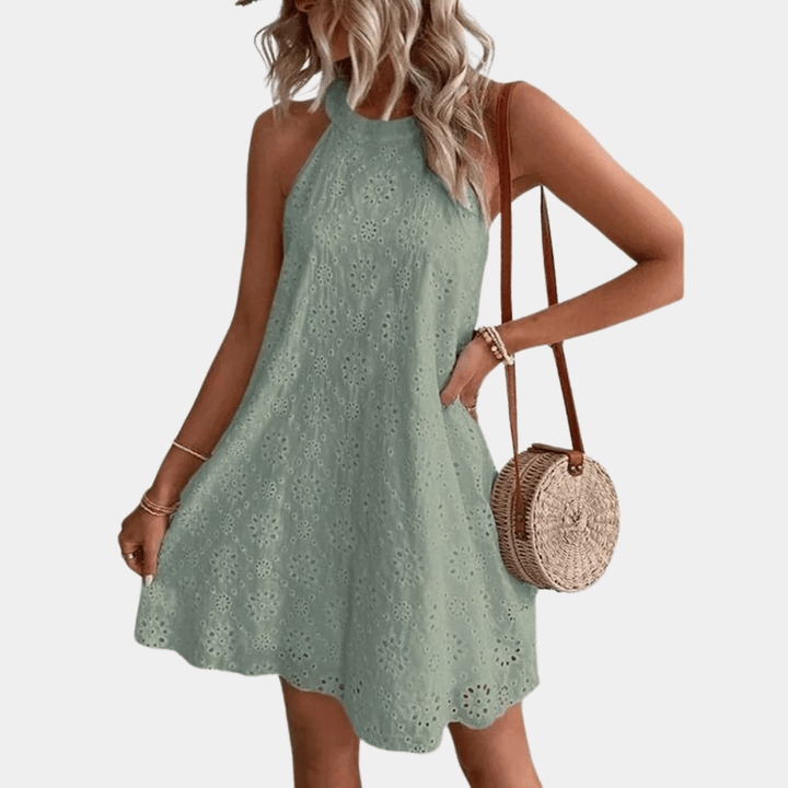Halter Top Lace Mini Dress - Elegant