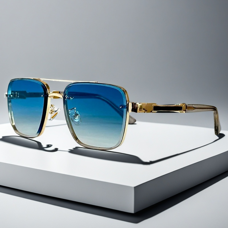 Gold frame unisex sunglasses with gradient lenses, perfect summer accessory with UV protection.