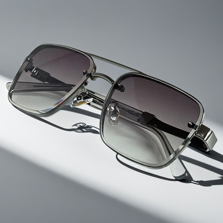 Fashionable squared sunglasses, gradient lenses, unisex design, a lightweight summer essential.