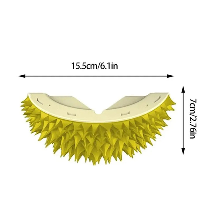 Ergonomic cat grooming brush with gentle soft-tipped needles, ideal for detangling & fur care.