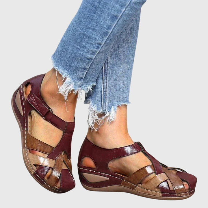 Comfortable women's wedge sandals with arch support, adjustable straps, and orthopedic design for summer comfort.