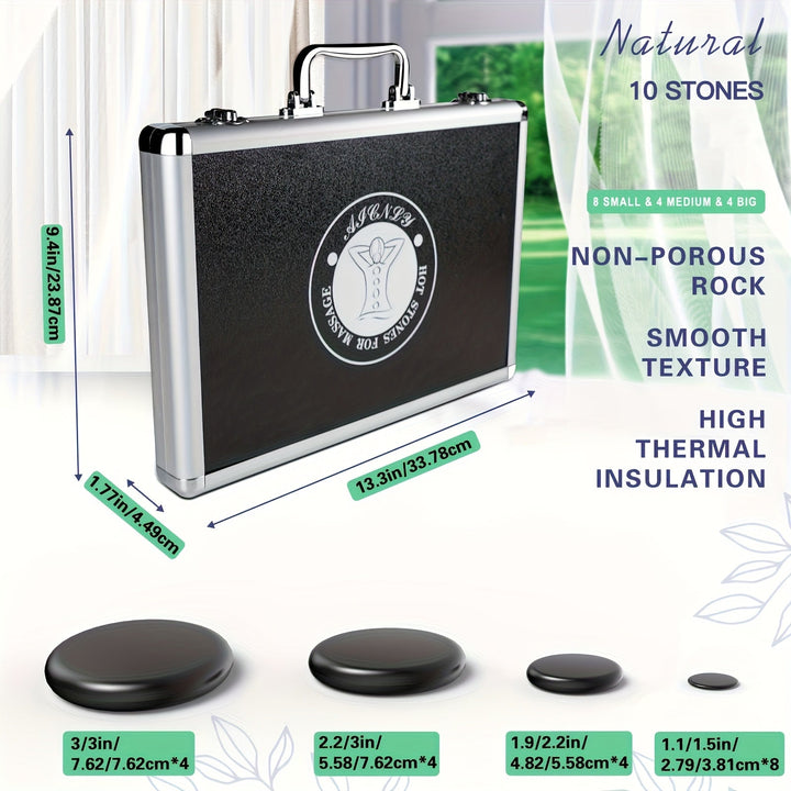 Spa quality hot stone massage apparatus with efficient heater for warming stones & enhancing therapy.