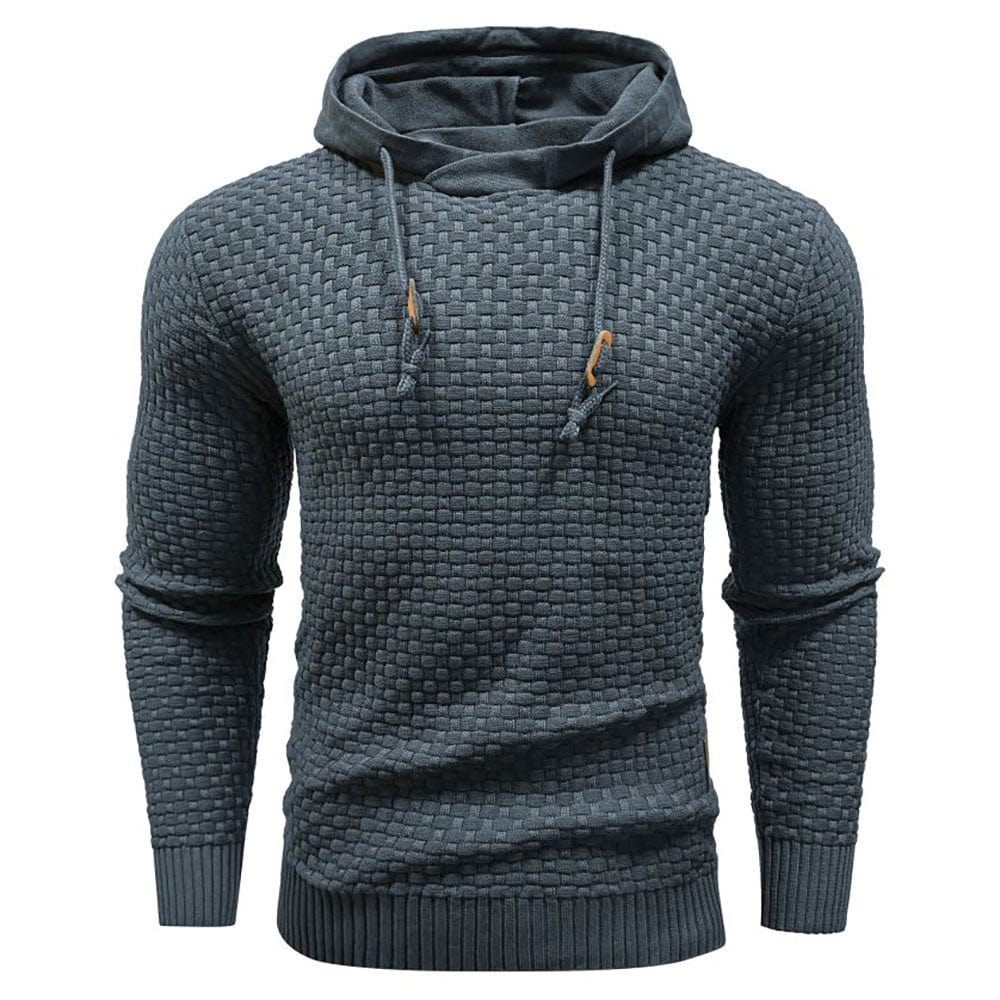 Sleeve cuff detail on the men's durable waffle knit hoodie, emphasizing its quality design.