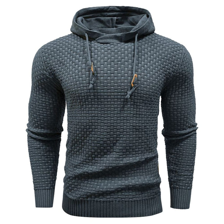 Sleeve cuff detail on the men's durable waffle knit hoodie, emphasizing its quality design.