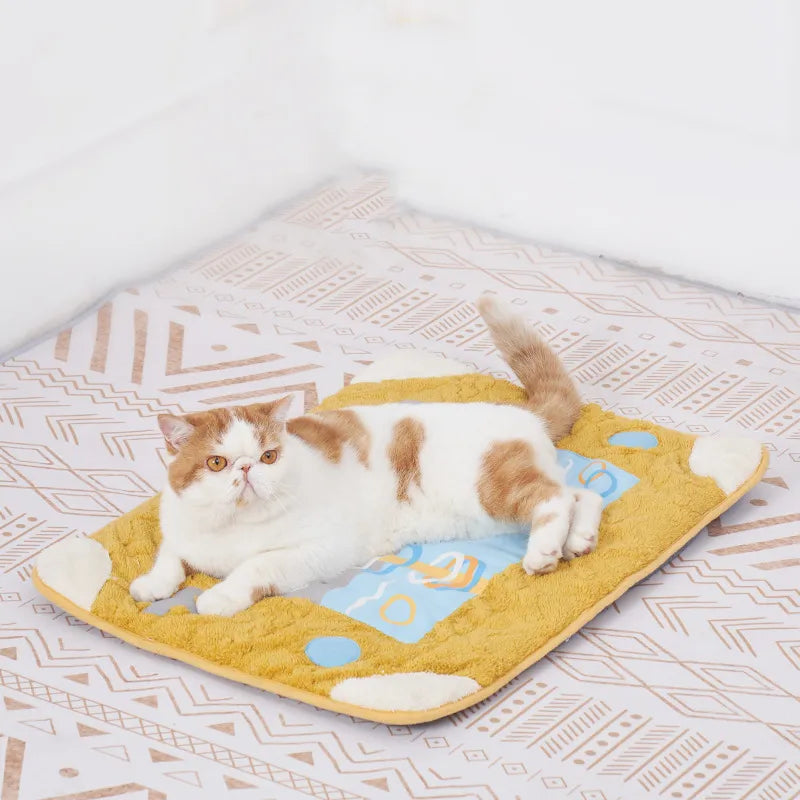 Soft pet bed with integrated play toy, perfect cat furniture for playful kittens & sleepy cats.