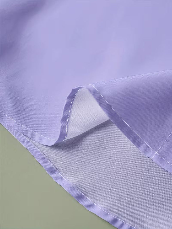 Modern men's fashion shirt: long-sleeve Grandad collar, button-down, and a stylish contrast trim pocket.