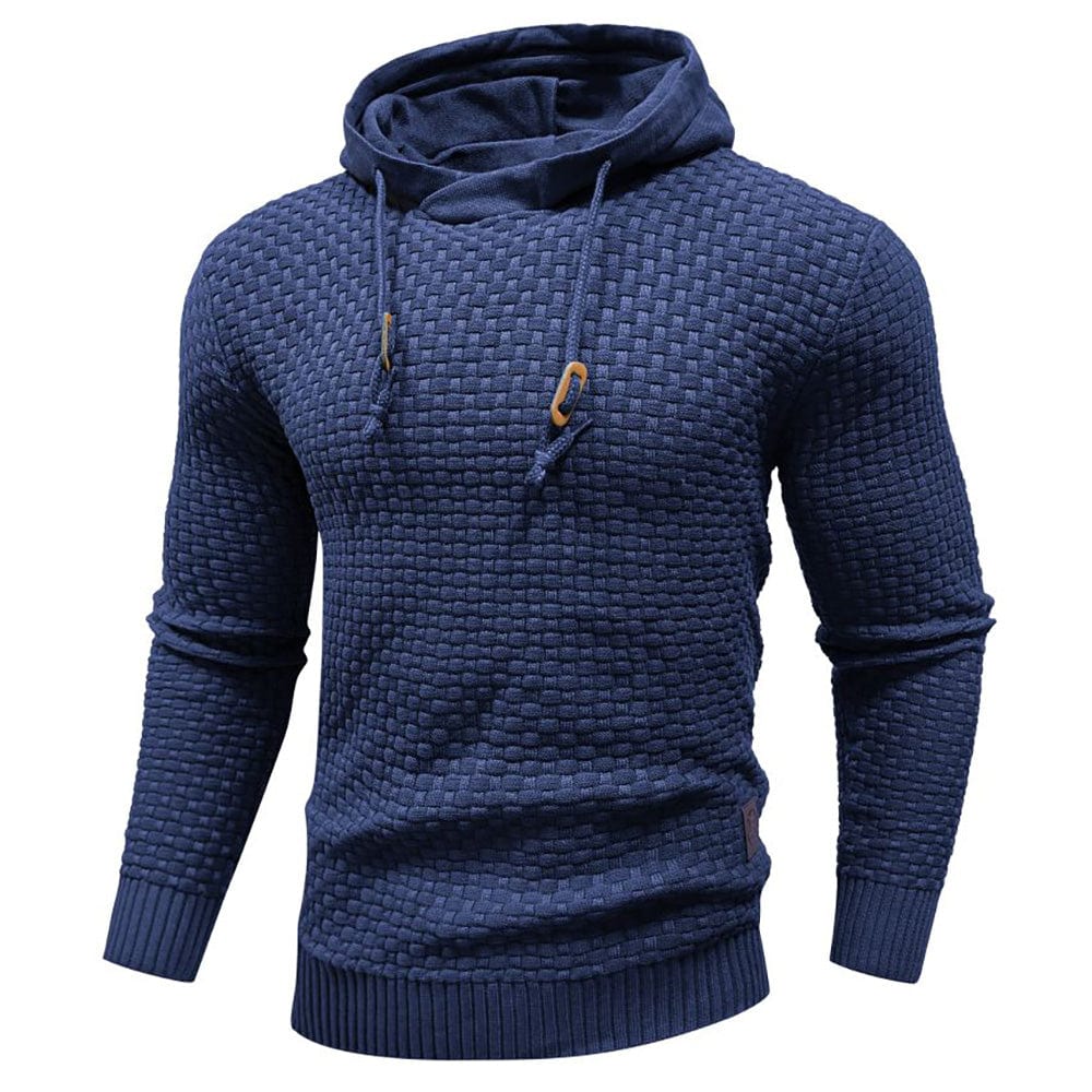 Stylish men's waffle hoodie in gray, a versatile top for modern casual fashion & everyday comfort.