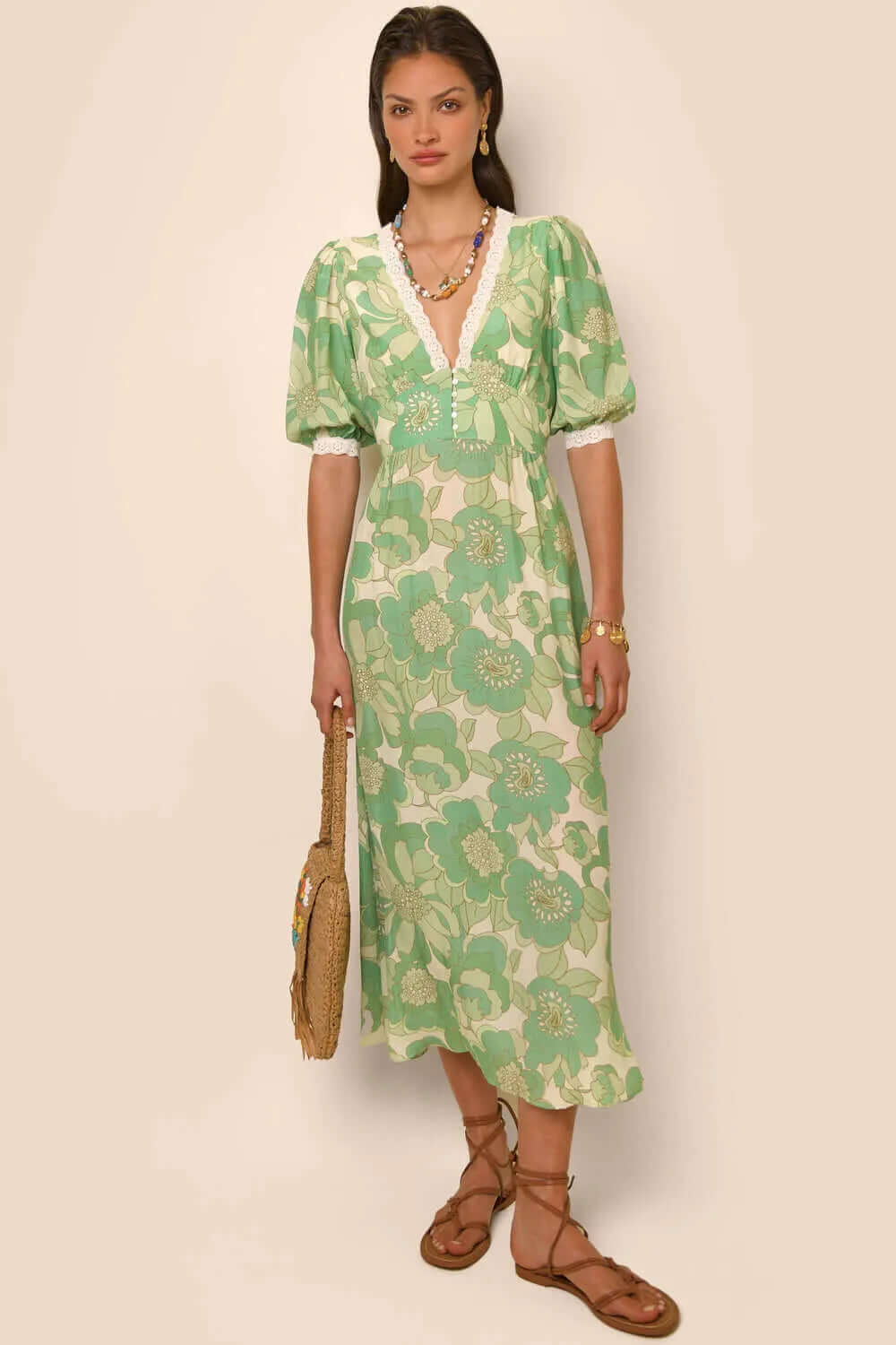 Summer V-Neck Midi Dress