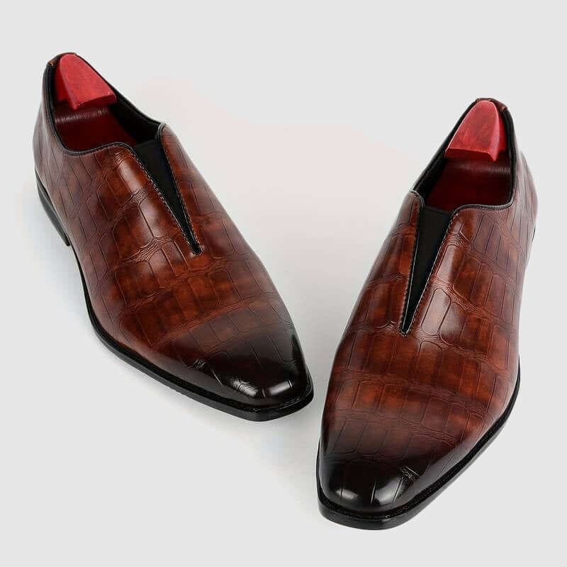 Men's Stone Pattern Leather Oxford Shoes