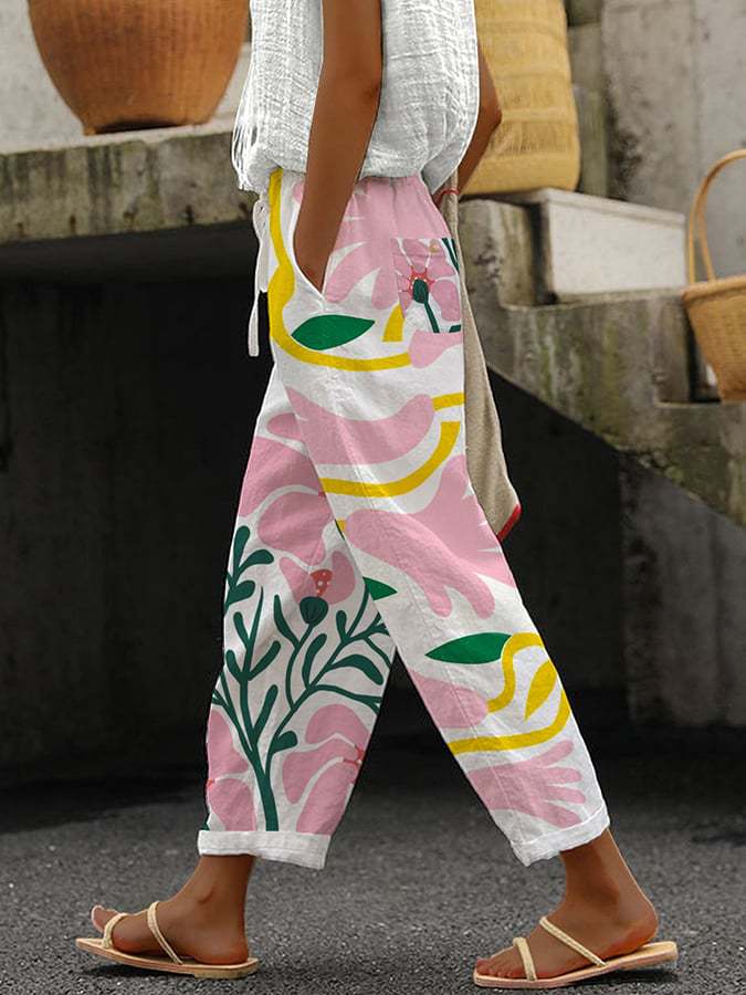 Comfortable loose fit wide leg printed pants for women. Perfect stylish wear for summer fashion and casual elegance.