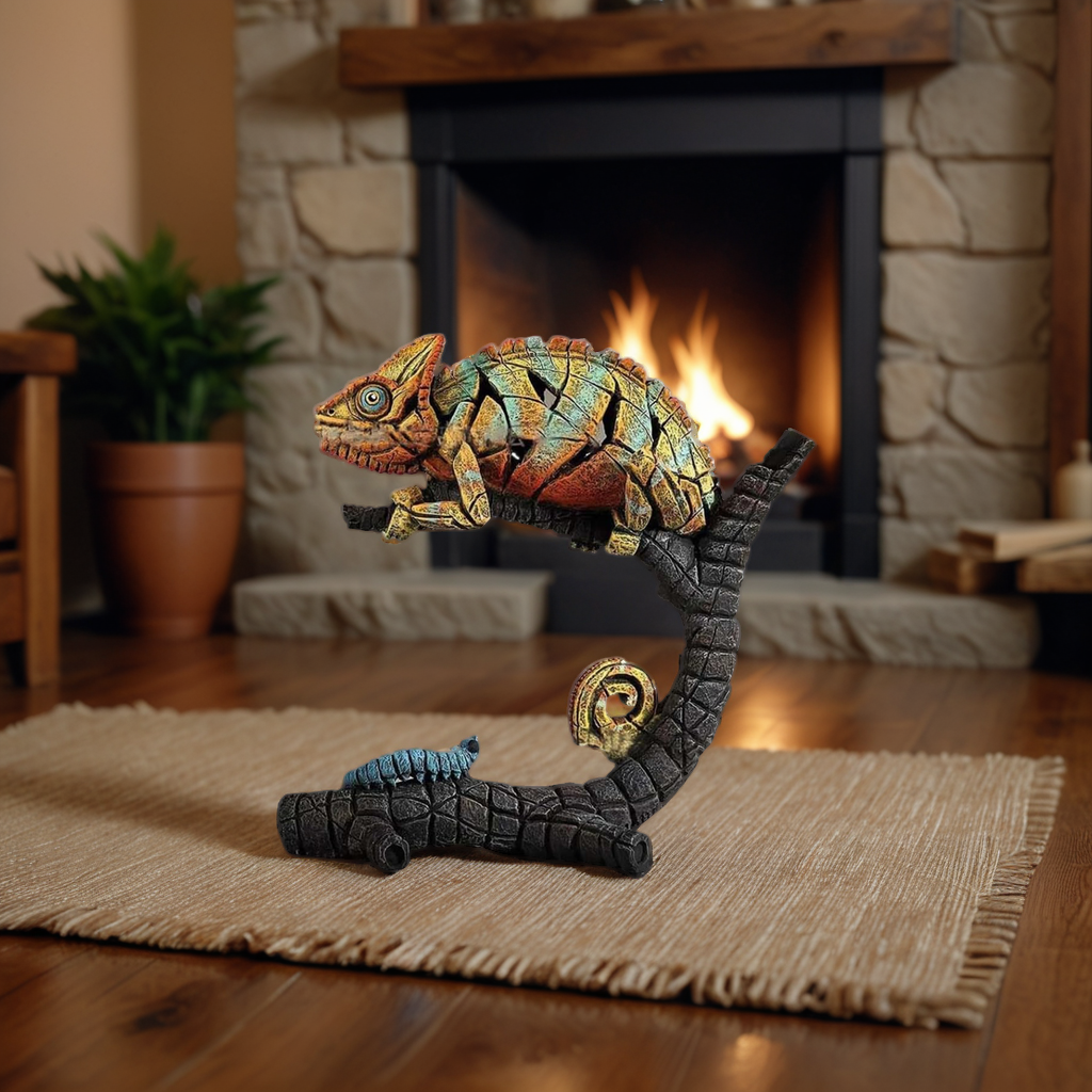 Glowing prehistoric animal statue, creating a mystical atmosphere in any home decor.