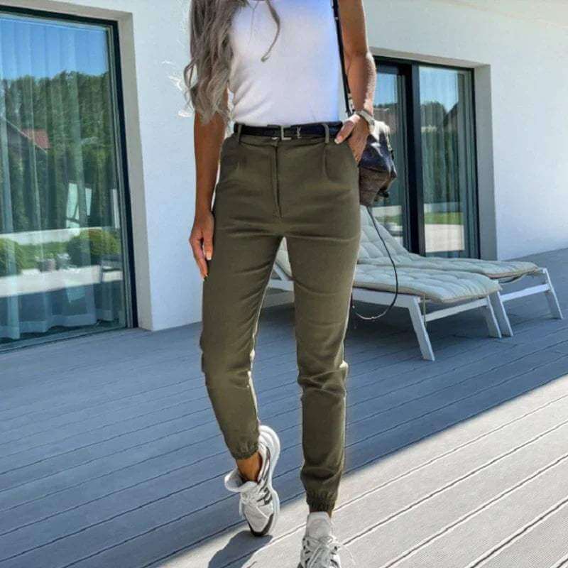 Slim Fit Tailored Joggers with Elastic Cuffs