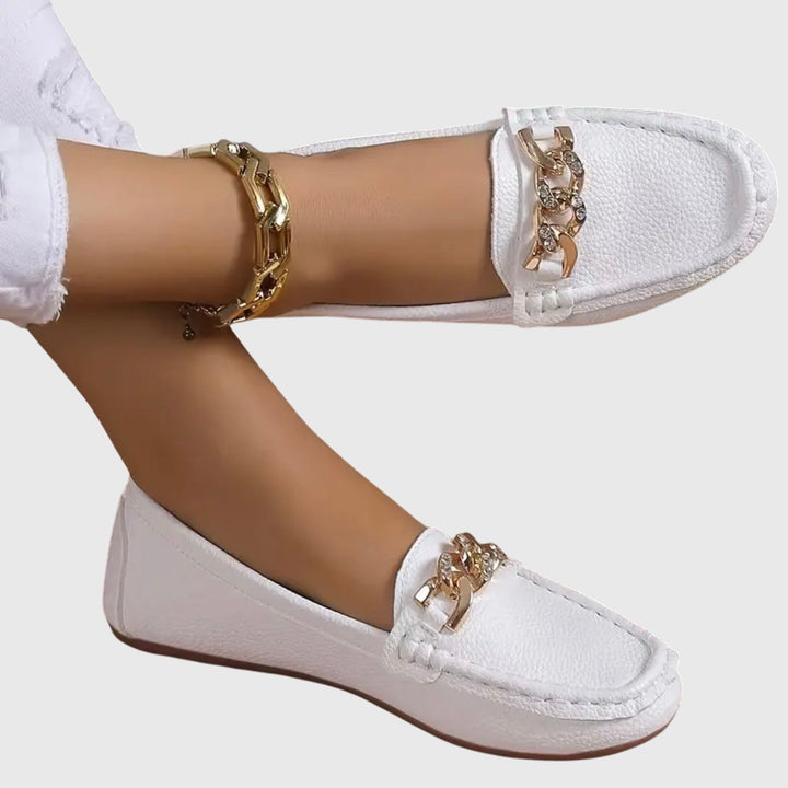 Close-up of women's orthopaedic loafers, showcasing comfort and elegant slip-on style.