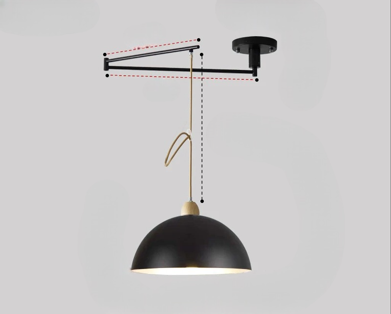 Flexible modern ceiling light with adjustable arms, enhancing living room and dining room aesthetics.