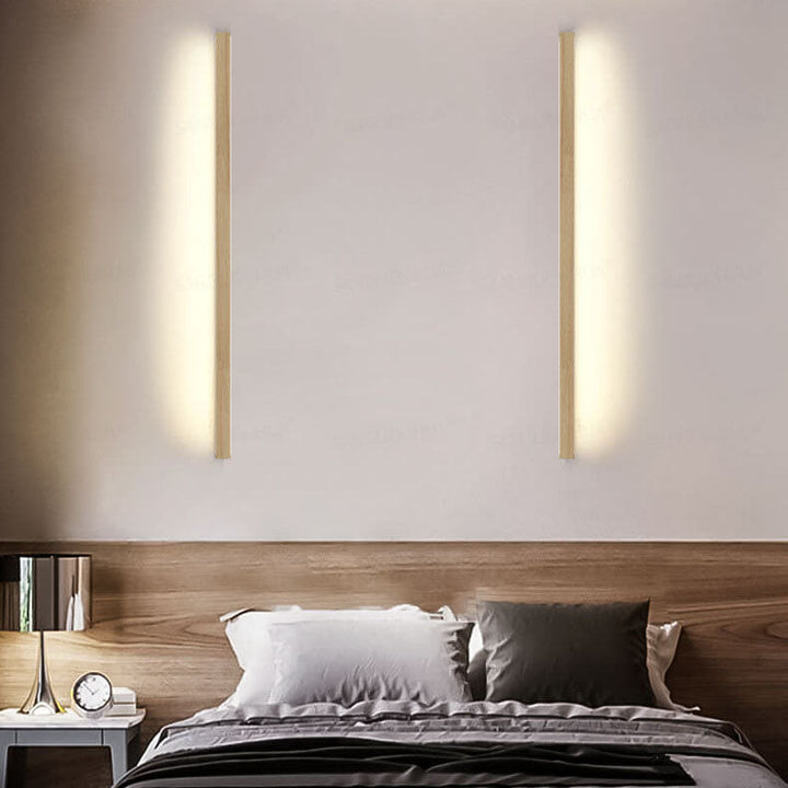 Versatile wooden wall lamp, an atmospheric LED light fixture for modern, minimalist home decor.