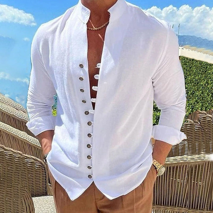 Men's long sleeve button-down shirt in a comfortable fit, perfect for versatile casual and smart wear.