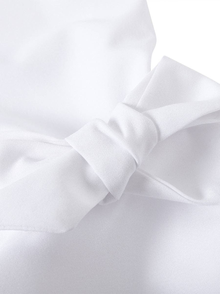Button-up women's tiered ruffle blouse. Elegant top with flare sleeves, ideal for office & smart casual style.
