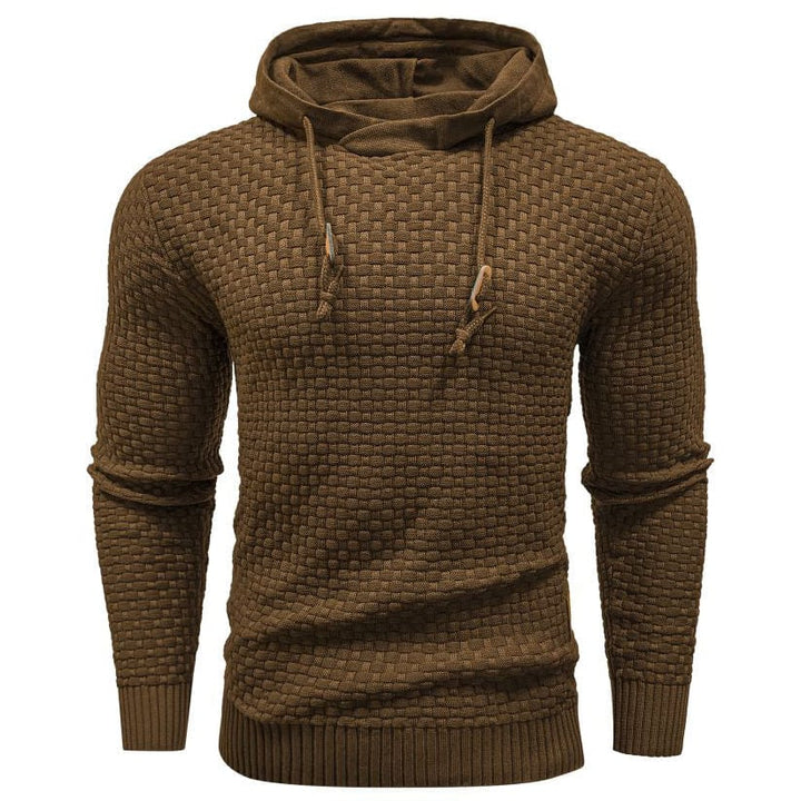 Versatile men's waffle hoodie, combining warmth, durability, and everyday comfort in one top.
