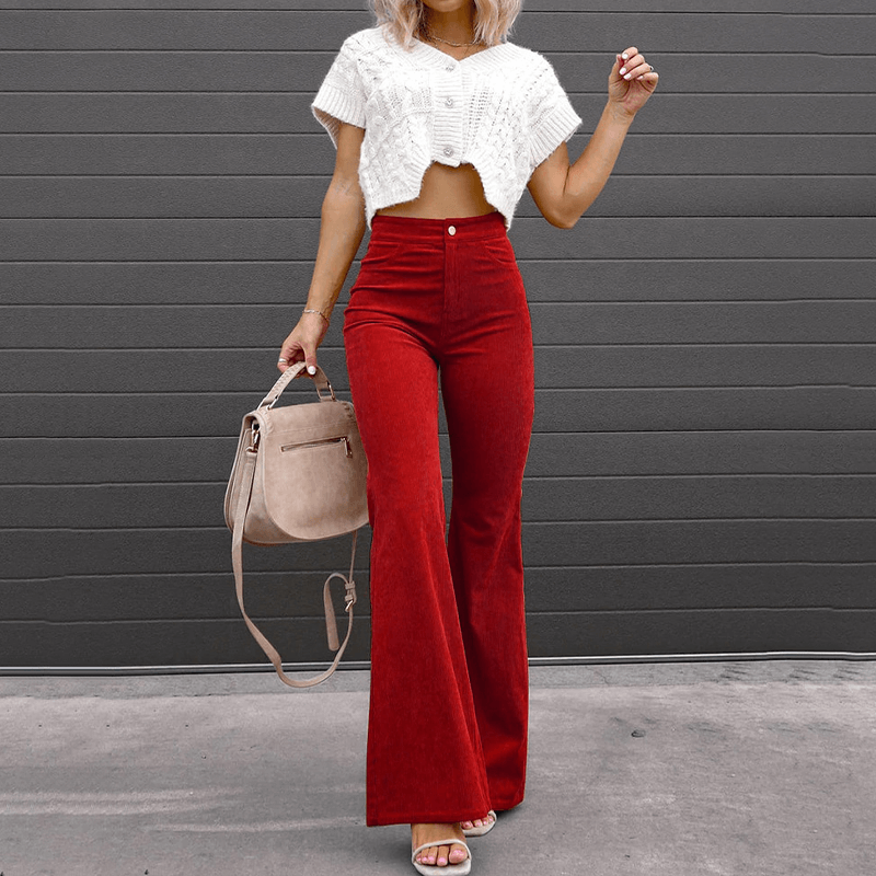 Women's High-Waisted Flared Trousers