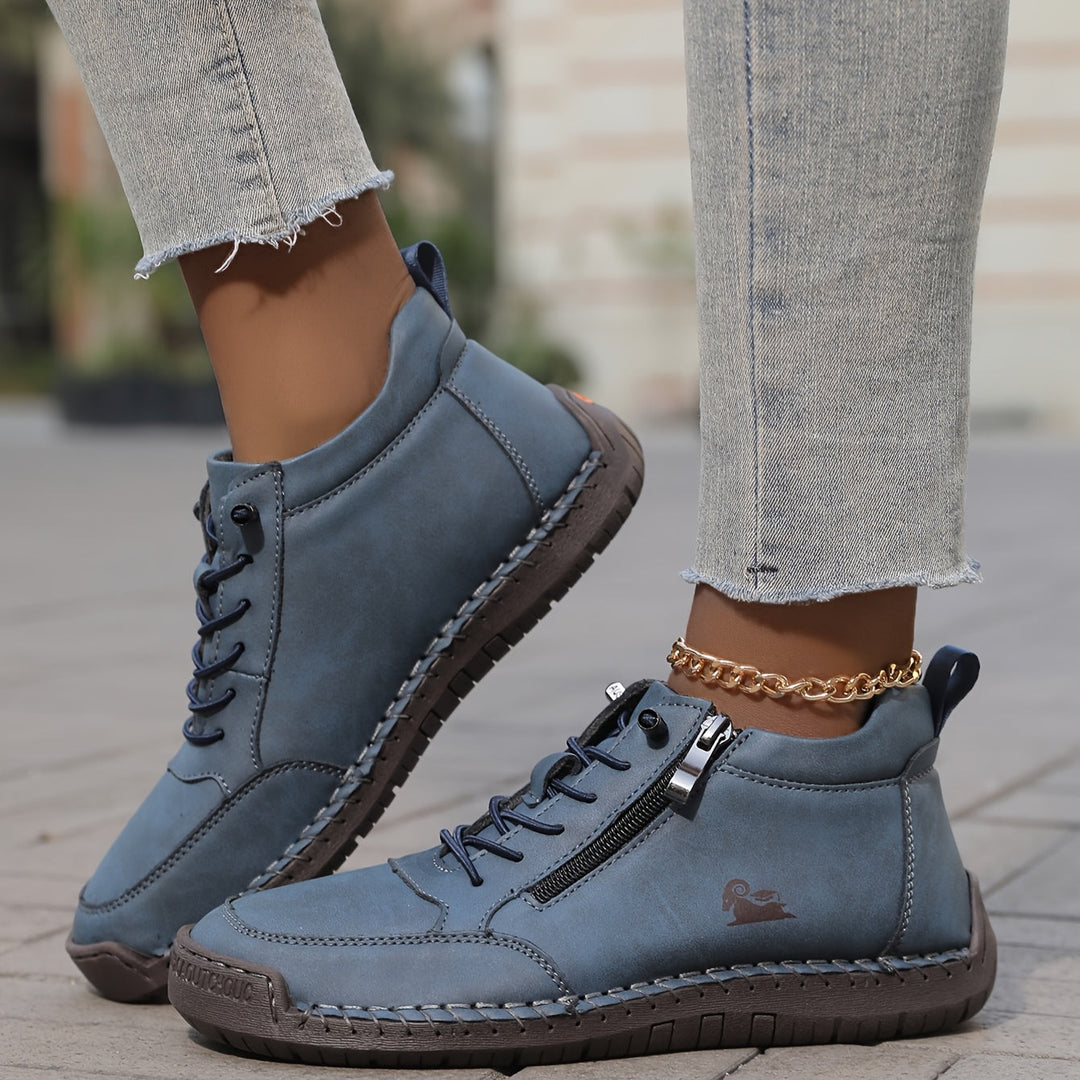Zip & lace high-top sneakers for women, offering superior comfort and casual style.