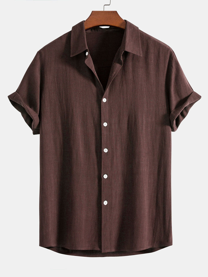 Trendy men's short sleeve relaxed fit button front shirt. A versatile choice for modern casual men's fashion.