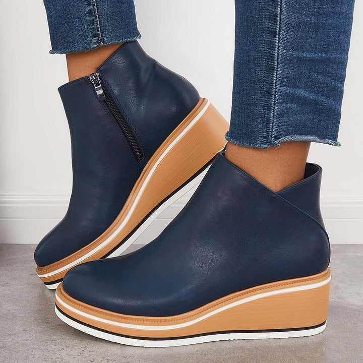 Women's side-zipper ankle boots, orthopedic support for stylish, comfortable wear.