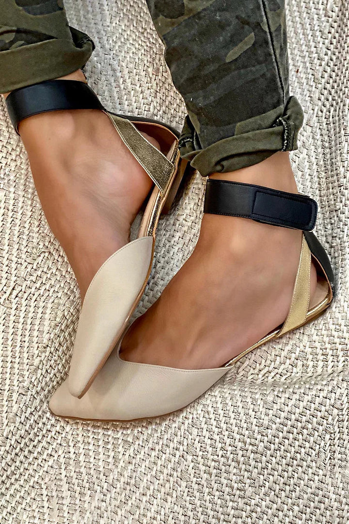 Chic & comfortable women's low heel sandals. Versatile flats with an ankle strap, great for summer style.