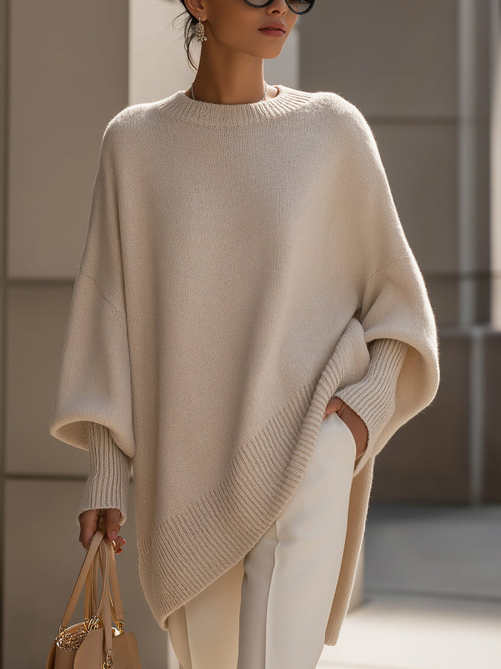 Women's chic oversized long sleeve sweater, perfect for casual winter fashion & comfortable everyday wear.