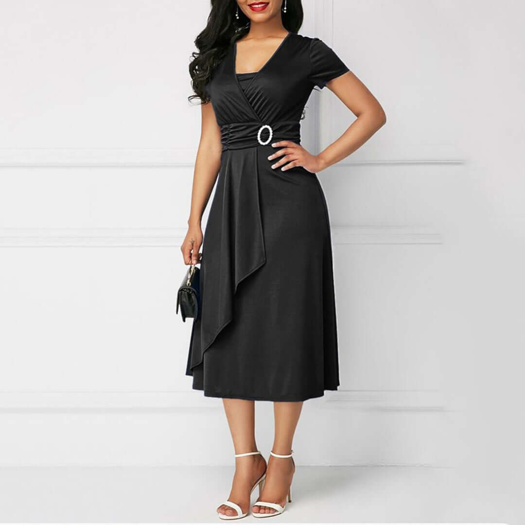 Women's V-Neck Wrap Midi Dress