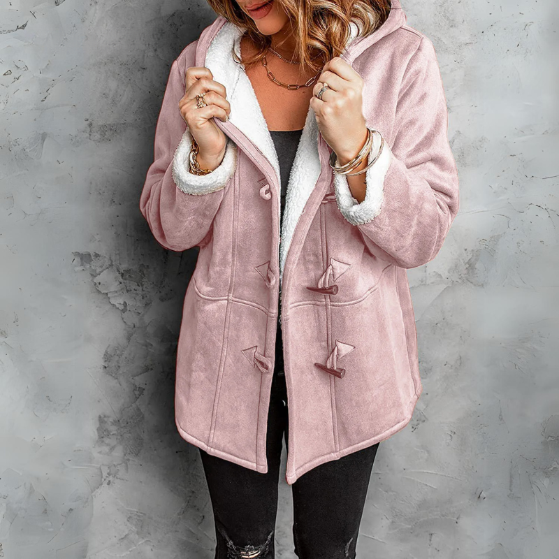 Plush women's Aspen fleece toggle coat, a warm & cozy winter jacket for ultimate style & protection.